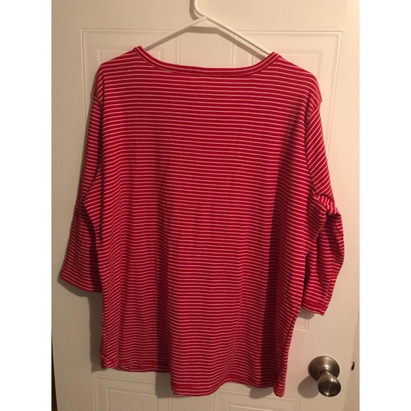 Woman’s 3/4 Sleeve Stripped Tee - Picture 2 of 3